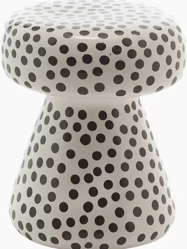 POUF- TABLE D'APPOINT INOUT 44 en béton - pois noirs